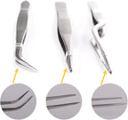 Kitchen Cooking Tweezers Culinary,3 Piece Set Stainless Steel Tweezer Precision Tongs Offset Tip for Cooking Food Design styling(6.3-Inch)