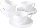 Fine Bone China Cappuccino Mugs Set of 4, 7 Oz Spiral Pattern Lightweight Ceramic, Art Coffee Cups with Saucers, for Latte, Mocha, Tea, Espresso, Macchiato, Americano