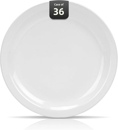 Stoneware Narrow Rim Commercial Grade Dinnerware, Bright White, Plate 8.25, Case of 36