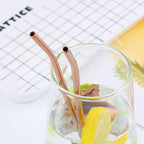 AmazonBasics 8PC 8.5Inch Stainless Steel Rose Gold Reusable Metal Straws + 2 Brushes