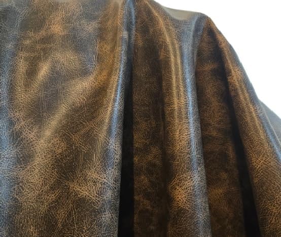 Brown Vintage Distressed Antiqued Faux Leather Fabric PU Peta Approved Vegan - Image 12