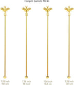 4Pcs Bumble Bee Cocktail Stirrers Swizzle Sticks Stainless Steel 7.5" Coffee Beverage Stir Sticks with Gold Decor Top for Mixing Cocktail, Hot Cocoa, Creamer