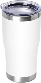 DOMICARE 20oz Tumbler with Lid Stainless Steel Tumblers Bulk, Double Wall Vacuum Insulated Coffee Travel Mug Powder Coated Tumbler, White