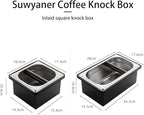 Coffee Knock Box, Stainless Steel Dump Bin Espresso Knock Box for Coffee Grounds with Removable Non-Slip Base Shock-Absorbent for Knocking Portafilter Filter Grinds (L)