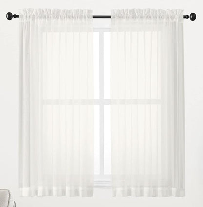 Chyhomenyc Ivory Sheer Window Curtain Panels 45 Inch, Light Filtering Solid by Chyhomenyc