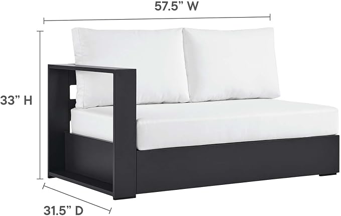 Modway Tahoe Aluminum 3-Piece Outdoor Patio Furniture Gray White, Modular - Image 2