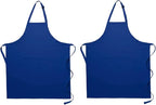 Pomp 2 Pack Premium Bib Aprons | Adjustable Neck + 2 Pockets | Water + Oil Resistance | Men & Women's Kitchen Cooking Aprons