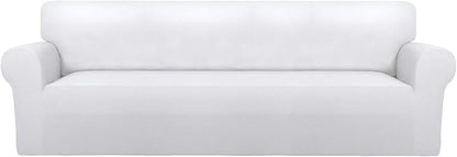 PureFit Stretch Couch Covers for Sofa 4 Seater Slipcovers White | 1-Piece Sofa by PureFit