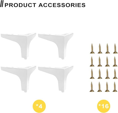 AODIOU Furniture Legs White Replacement Feet: Sofa Legs 4 Inch European Style - Image 2