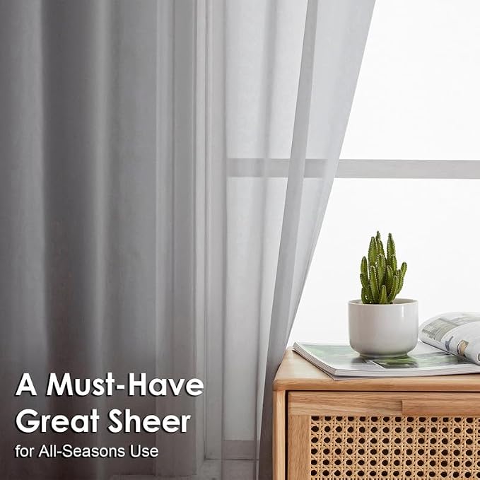Charcoal Grey Sheer Curtains 78 Inches Long 2 Panels - Image 2