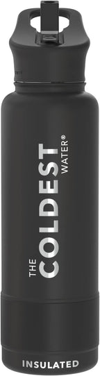 Coldest Insulated Water Bottle with Straw Lid - Stainless Steel Metal Insulated Bottle for Men & Women (Stealth Black, 40 oz)