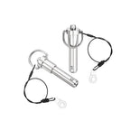 uxcell 2 Pcs Quick Release Pin, 1/2" x 2"(Dia. x L) Push-Button Ball Locking Pin 304 Stainless Steel Ring Handle Locking Pin with Wire for Audio Bimini Top Marine, Silver