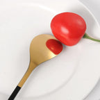 AnSaw 8-Pack Elegant Black & Gold Leaf 4.7" Espresso Spoons - Stainless Steel, Perfect for Coffee, Demitasse, Dessert & Tea, Mini Size for Small Servings