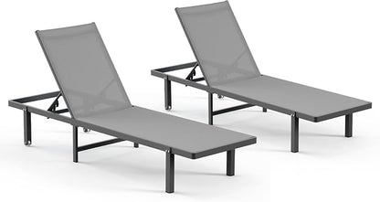 Aluminum Outdoor Lounge Chairs Set of 2, Pool Lounge Chairs - Image 8