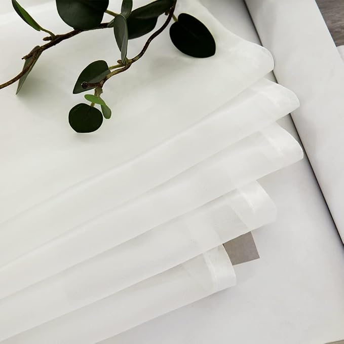 MIULEE 2 Panels Kitchen Tiers Half Window Sheer Curtains 29 X 24 Inch Ivory | - Image 5