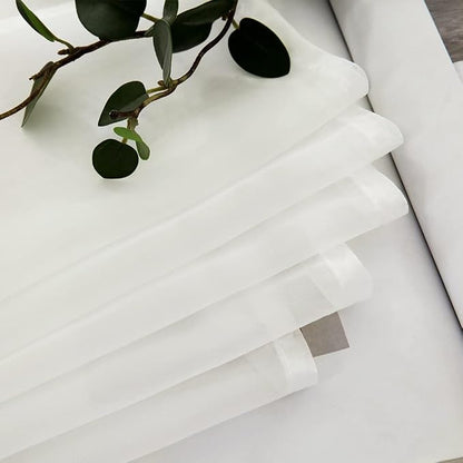 MIULEE 2 Panels Kitchen Tiers Half Window Sheer Curtains 29 X 45 Inch Ivory | - Image 5
