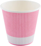 Restaurantware 8 Ounce Ripple Wall Paper Coffee Cups, 25 Leakproof Disposable Hot Drink Tumblers, Recyclable, Insulated Light Pink Design, Matching Lids available for Cups and Sold Separately