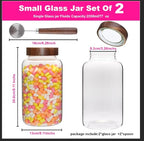 Glass Coffee Jars Spice Jar Round Storage Canister with Wooden Lid Clear Glass Food Jar for Pantry Sugar Tea Coffee Bean Spice Nuts Cookies Bath Salts (2300ml/77oz-2PACK(with spoon）)