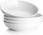 DOWAN 8.5" Pasta Bowls Set of 4, 30oz White Ceramic Shallow Dinner Bowls for Salad, Soup & Pasta, Stackable and Easy to Clean, Ideal for Everyday Use & Housewarming Gift(Soft White)