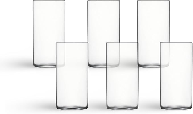 Luigi Bormioli Top Class 11.75 oz Highball Glasses, Set of 6 - Italian Tall Drinking Glasses for Cocktails, Water, Juice - Durable Lead-Free Crystal Drinkware with Reinforced Rims, Modern Glassware