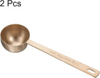 HARFINGTON 2pcs Coffee Scoop Spoon 2tbsp (6tsp, 30ml) 304 Stainless Steel Long Handle Teaspoon/Tablespoon Measuring Spoons Scoops for Tea Sugar Kitchen, Rose Gold