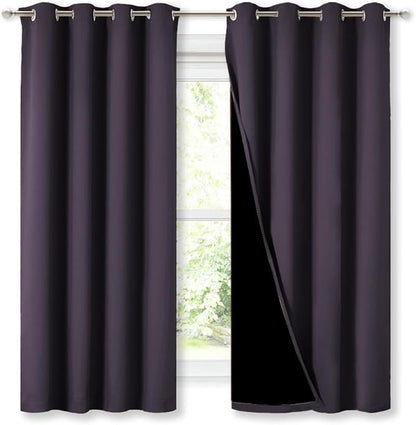 NICETOWN 100% Blackout Curtains 45" Long, 1 Pair, 2 Thick Layers Completely - Image 2