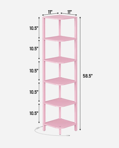 TUTOTAK Corner Shelf with LED Light, 6-Tier Corner Bookshelf - Image 2
