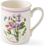 Portmerion Botanic Garden Meadow - 8.5oz Coffee Mug (Set of 6) | Assorted Florals with Colorful Laurel Leaf Border| Earthenware | Microwave & Dishwasher Safe | Breakfast Cups for Tea or Coffee