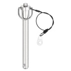 uxcell 1 Pcs Quick Release Pin, 1/2" x 4"(Dia. x L) Push-Button Ball Locking Pin 304 Stainless Steel Ring Handle Locking Pin with Wire for Audio Bimini Top Marine, Silver