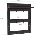 Mug Rack Wall Mounted, Coffee Cup Holder, Bamboo Mug Shelf with 12 Hooks for Home Kitchen Display and Collection