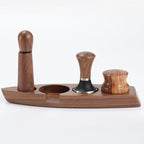 Coffee Tamper Station, Small Ship Shape Portafilter Tamping Stand Espresso Coffee Organizer Box Fit for Storage 54, 64MM Espresso Tamper Mat Portafilter Holder (Accessories not included)