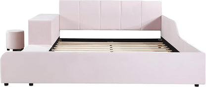 SOFTSEA Queen Upholstered Grounded Bed, Mother & Child Platform Bed - Image 7