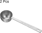 HARFINGTON 2pcs Coffee Scoop Spoon 2tbsp (6tsp, 30ml) 304 Stainless Steel Long Handle Teaspoon/Tablespoon Measuring Spoons Scoops for Tea Sugar Kitchen, Silver