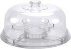 Cake Stand with Dome Cover, 6-in-1 Multi-Purpose Use, Cake Stand with Lid, Serving Platter, Punch Bowl, Desert Platter and More, BPA Free
