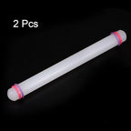 HARFINGTON 2pcs Fondant Rolling Pin 13 Inch x 0.98 Inch Adjustable Guide Rings Non-Stick PP Plastic Fondant Roller Dough Roller Kitchen Decorating Tools for Cookie Pastry Pizza Clay