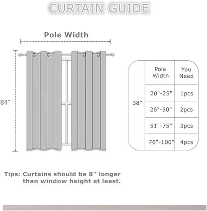 Blackout Curtains 38 x 84 inch/Light Grey Curtains Set of 2 Panels/Thermal - Image 3