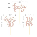 Rose Gold Glitter 40th Birthday Cupcake Toppers 40th Birthday Celebrating Party Decorations - Set of 24