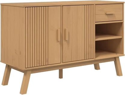 Scandinavian Solid Pine Sideboard, Mid-Century Modern Buffet Cabinet - Image 3