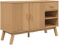 Scandinavian Solid Pine Sideboard, Mid-Century Modern Buffet Cabinet by Unknown
