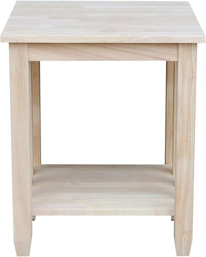HomeStock Asian Tall End Table, Solid Parawood, 32 lbs, Butcher Block Surface - Image 5