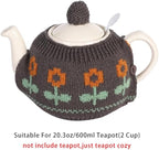 Tea Cozy Suitable for a 600ml,20oz Tea Pot,Teapot Warmer -100% Acrylic Fibers Filling,Two Piece (Dark Grey Sunflower)