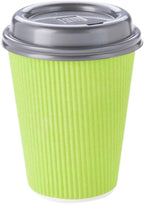 Restaurantware-12 Ounce Disposable Coffee Cups, 500 Ripple Wall Hot Cups For Coffee - Lids Sold Separately, Rolled Rim, Green Paper Insulated Coffee Cups, For Hot Coffee, Tea, And More