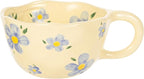 Ceramic Coffee Mug Vintage Flower Mugs 8 oz Cute Floral Coffee Mugs Irregular Latte Art Cup Lead-free Porcelain Cups for Cappuccino, Cocoa (Blue Flowers)