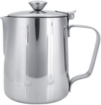 Stainless Steel Coffee Cup Mug Milk Frothing Pitcher Jug with Lid for Latte Coffee Art for Office Kitchen with handle(350mL)