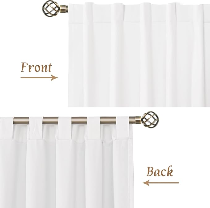 100% Blackout White Linen Curtains 48 Inches Long - Image 8