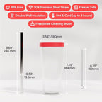 Dodoko Reusable Boba Cup and Straw Boba Tea Cup Bubble Tea Cup Reusable Iced Coffee Cup Cold Coffee Cup Smoothie Cup with Lid and Straw Smoothie Cup to go Smoothie Tumbler 17 oz - Hot Pink