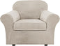 H.VERSAILTEX Rich Velvet Stretch 2 Piece Cover Chair Slipcover Sofa Cover by HVERSAILTEX