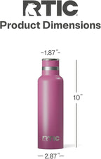 RTIC 20oz Journey Bottle Metal Stainless Steel Vacuum Insulated, BPA Free, Reusable, for Water, Hot and Cold Drinks, Travel, Sports, Camping, Orchid