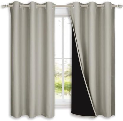 NICETOWN Natural 100% Blackout Lined Curtains, 2 Thick Layers Completely by NICETOWN