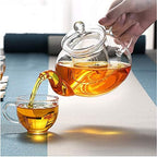 Glass Teapot with Removable Clear Infuser, 27 oz/ 800 ml Stove Top & Microwave Safe Borosilicate Glass Kettle with Loose Leaf Tea Strainer For Flower Blooming Tea
